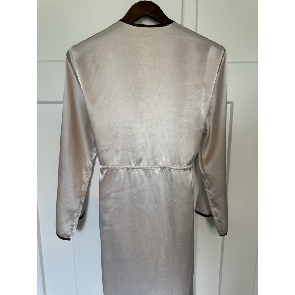 Vintage Sensara Full Length Robe Satin-Feel Small Medium Champagne - Picture 7 of 10